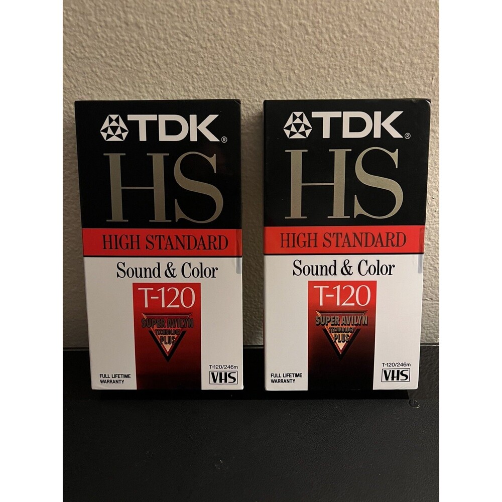 Lot of 2 TDK Premium Quality HS 6 Hours T-120 Blank VHS Tapes  NEW & SEALED